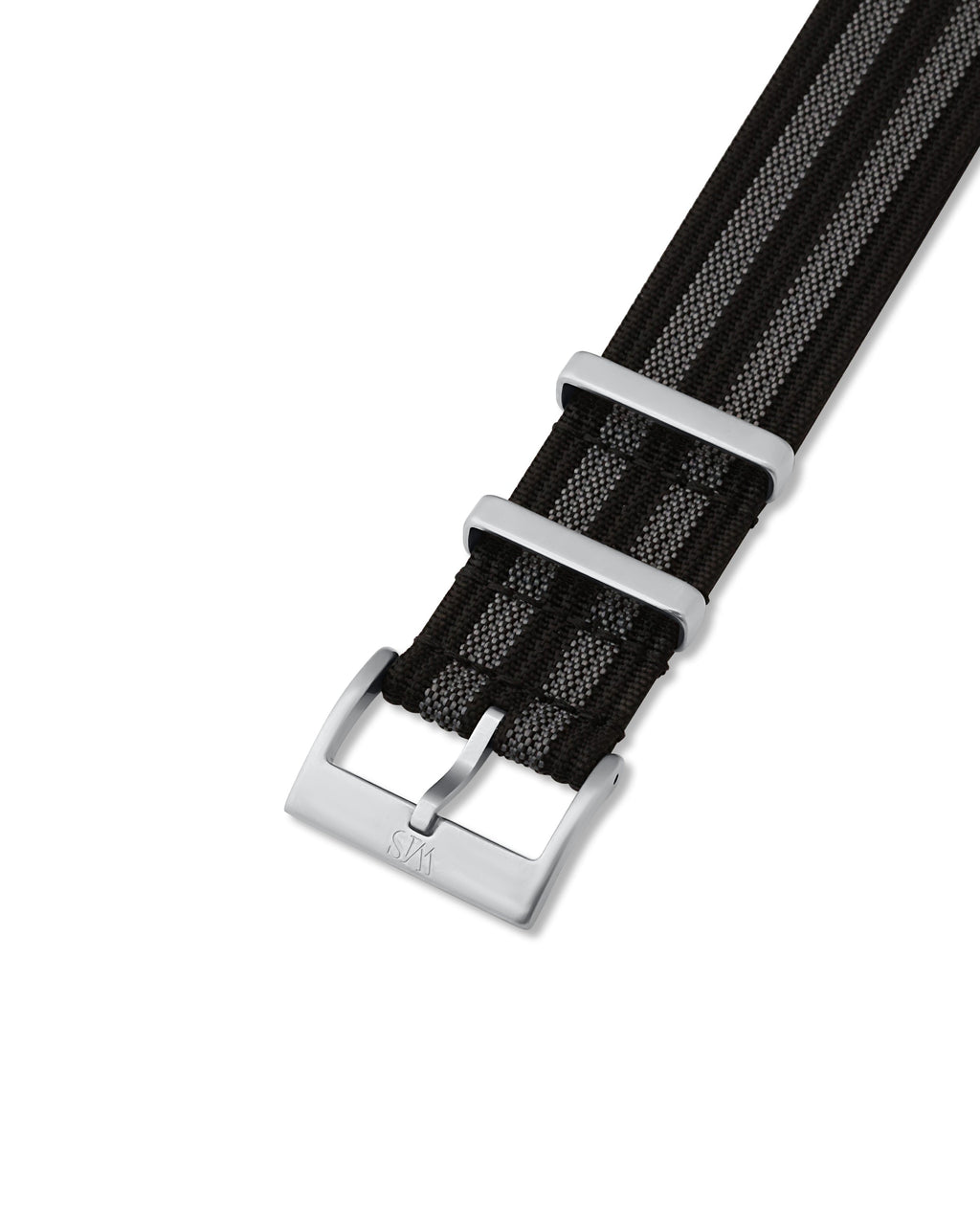 Black & Grey Striped Woven Nylon Strap 21mm