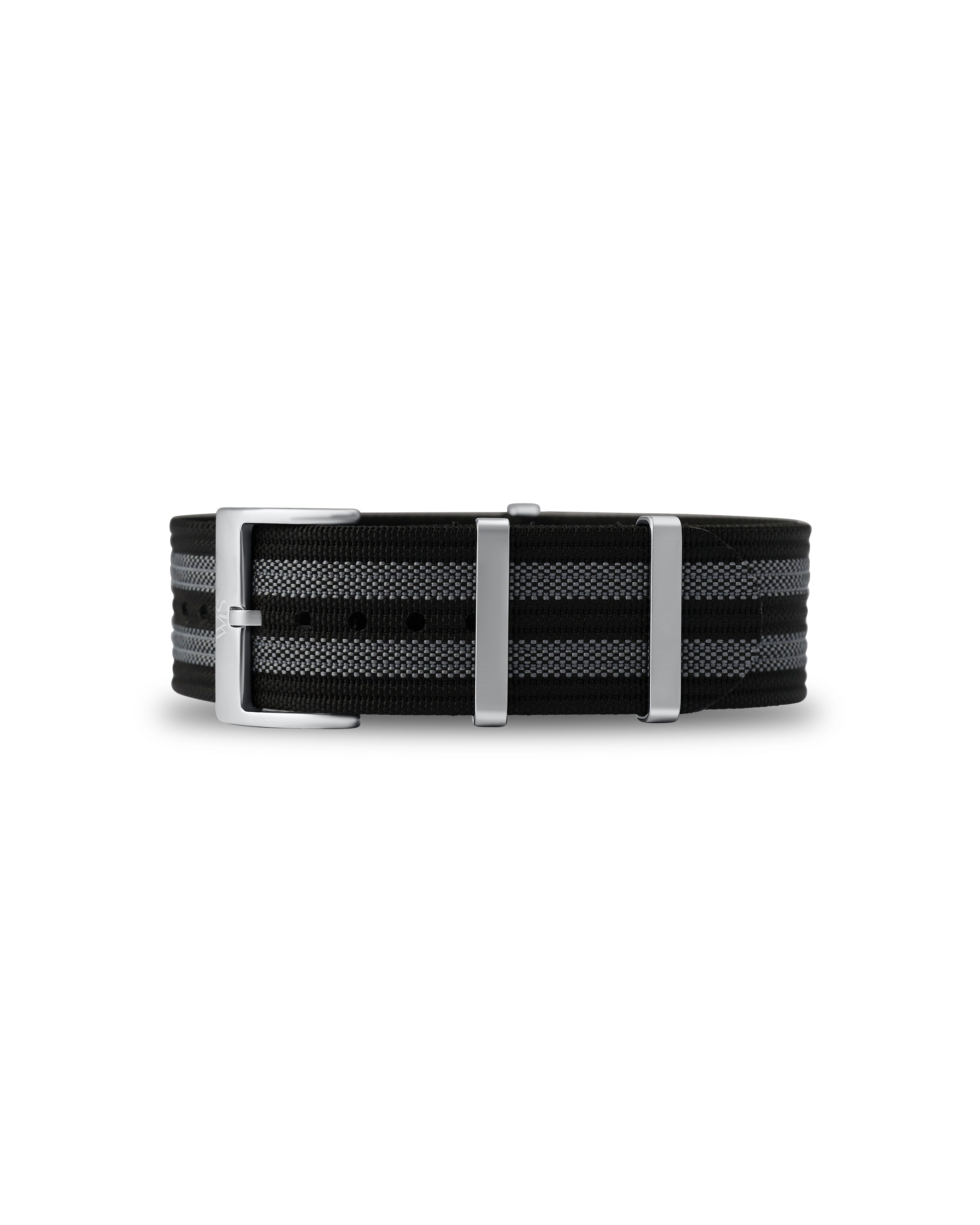 Black & Grey Striped Woven Nylon Strap 18mm