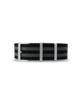 Black & Grey Striped Woven Nylon Strap 21mm