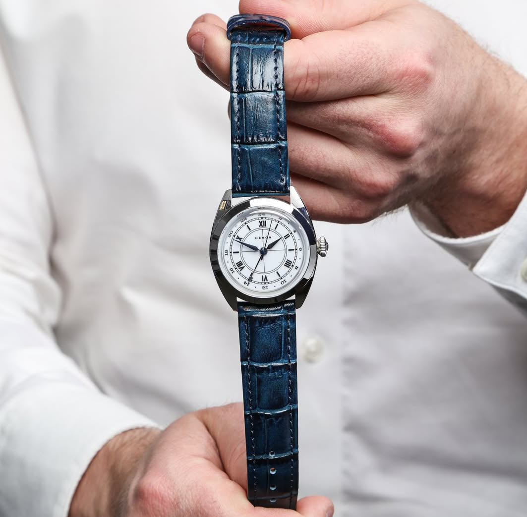 Midnight Blue Italian Alligator Leather Watch Strap 20mm