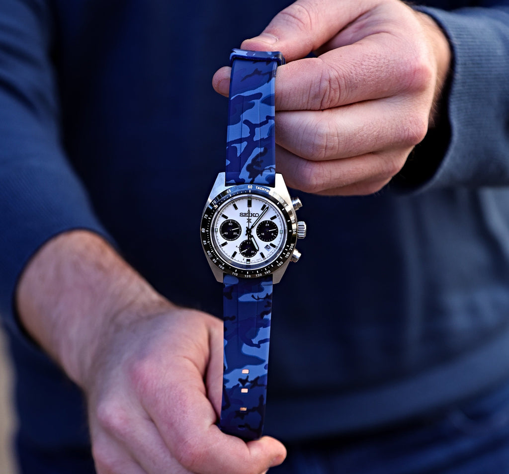 Blue Camo Quick Release Rubber Strap 22mm