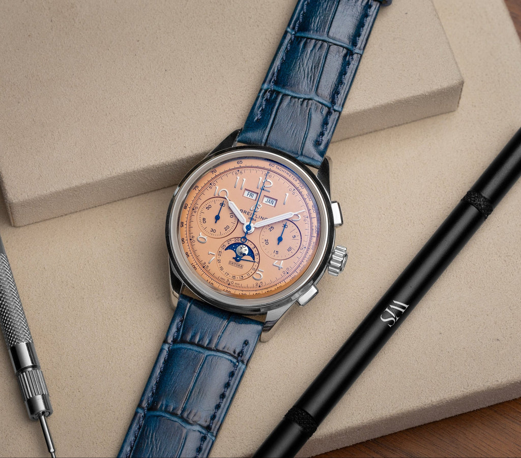 Midnight Blue Italian Alligator Leather Watch Strap 22mm