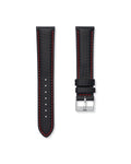 Carbon Fiber Red Stitched Leather Watch Strap 20mm