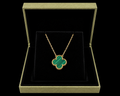 18K Gold Clover Necklace (Green)– Iconic Elegance