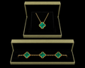 18K Gold Clover Set green stones – Bracelet and Necklace Combination