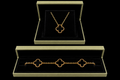 18K Gold Black Clover Set – Necklace & Bracelet Combination