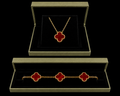 18K Gold Red Clover Set – Necklace &  Bracelet Combination