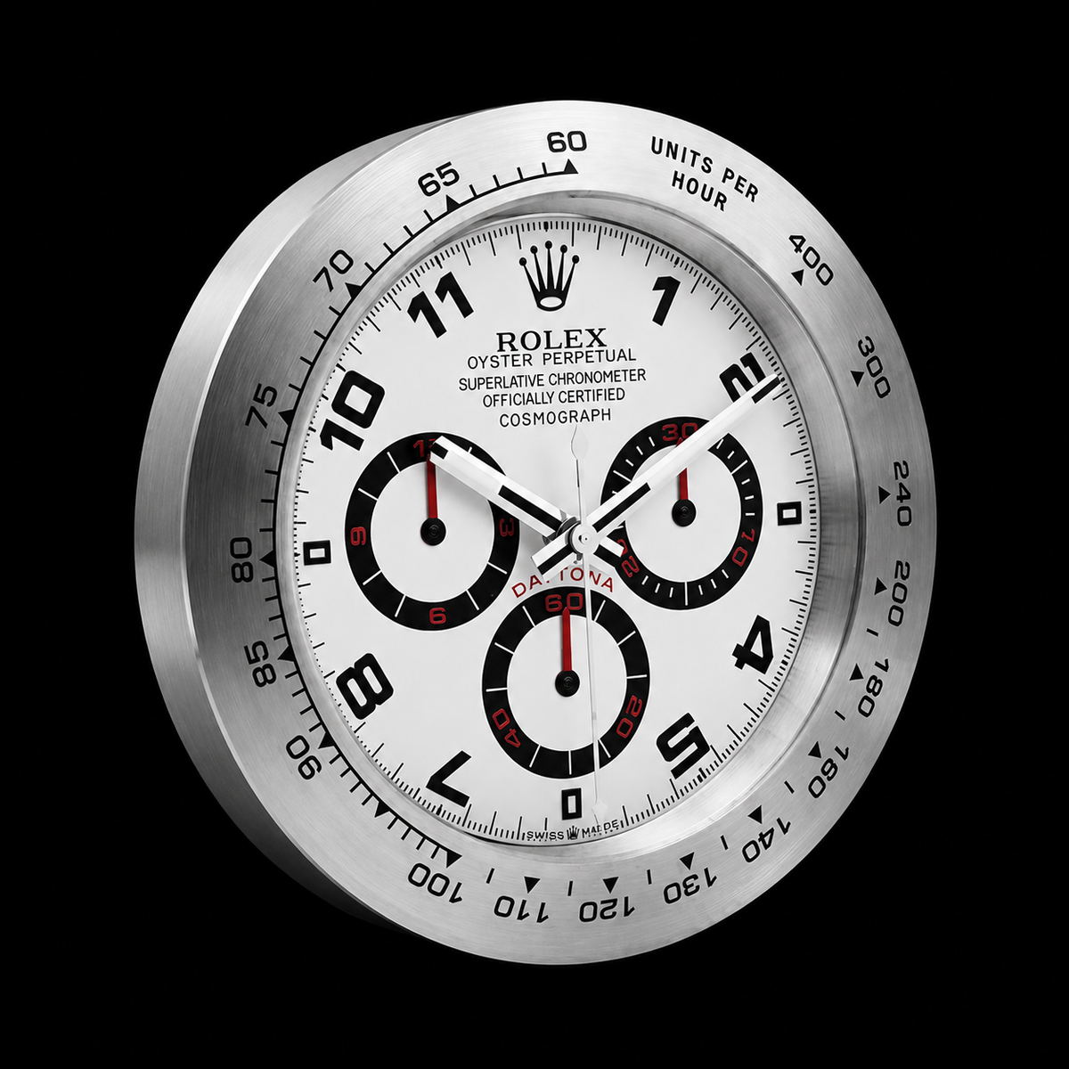 Chronograph Wall Clock | Silver &  Red Style