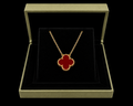 18K Gold Clover Necklace (Red) – Iconic Elegance