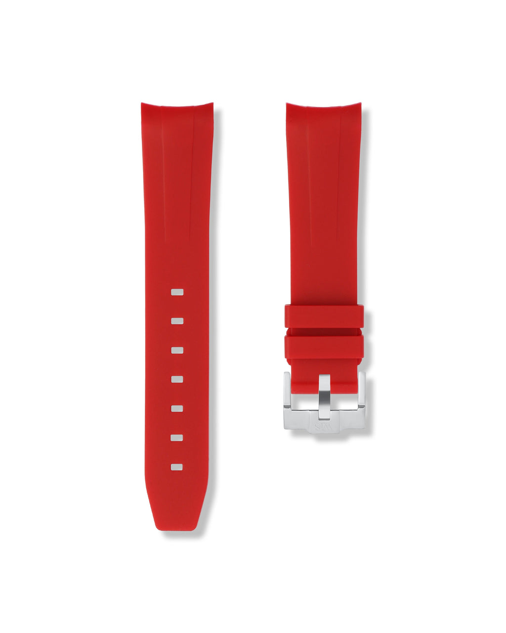 Crimson Red Curved Rubber Strap 20mm