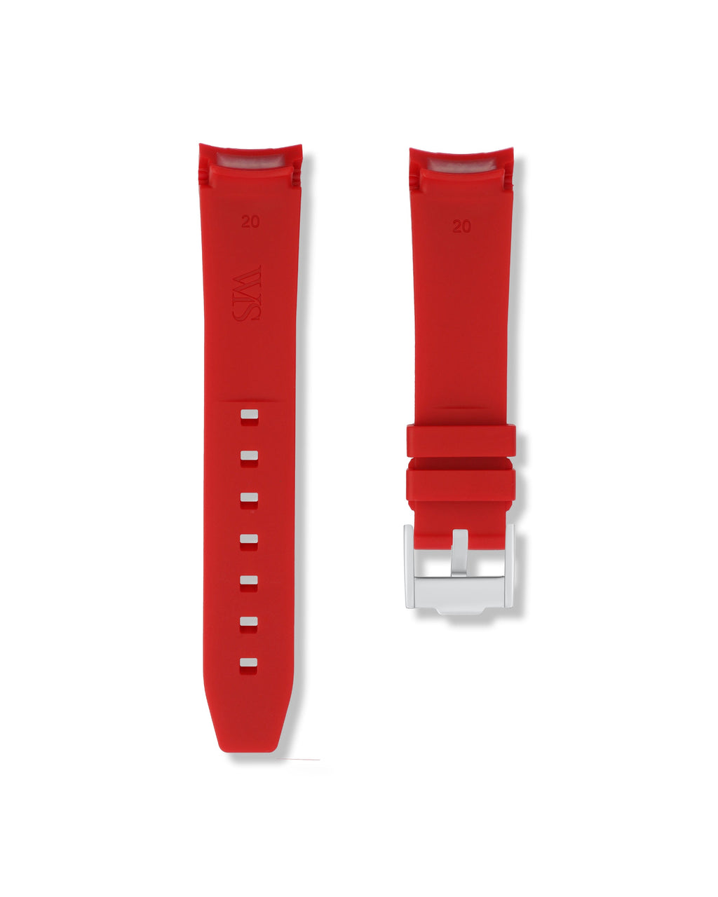 Crimson Red Curved Rubber Strap 20mm