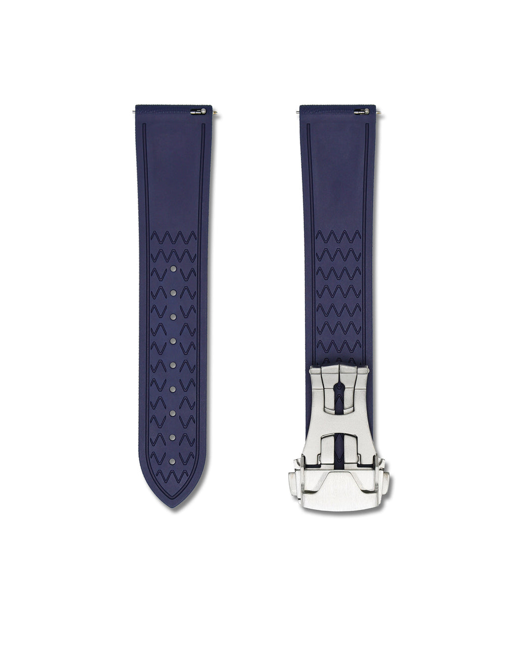 Marine Blue Deployant Clasp Quick Release Rubber Sailcloth Strap 18mm
