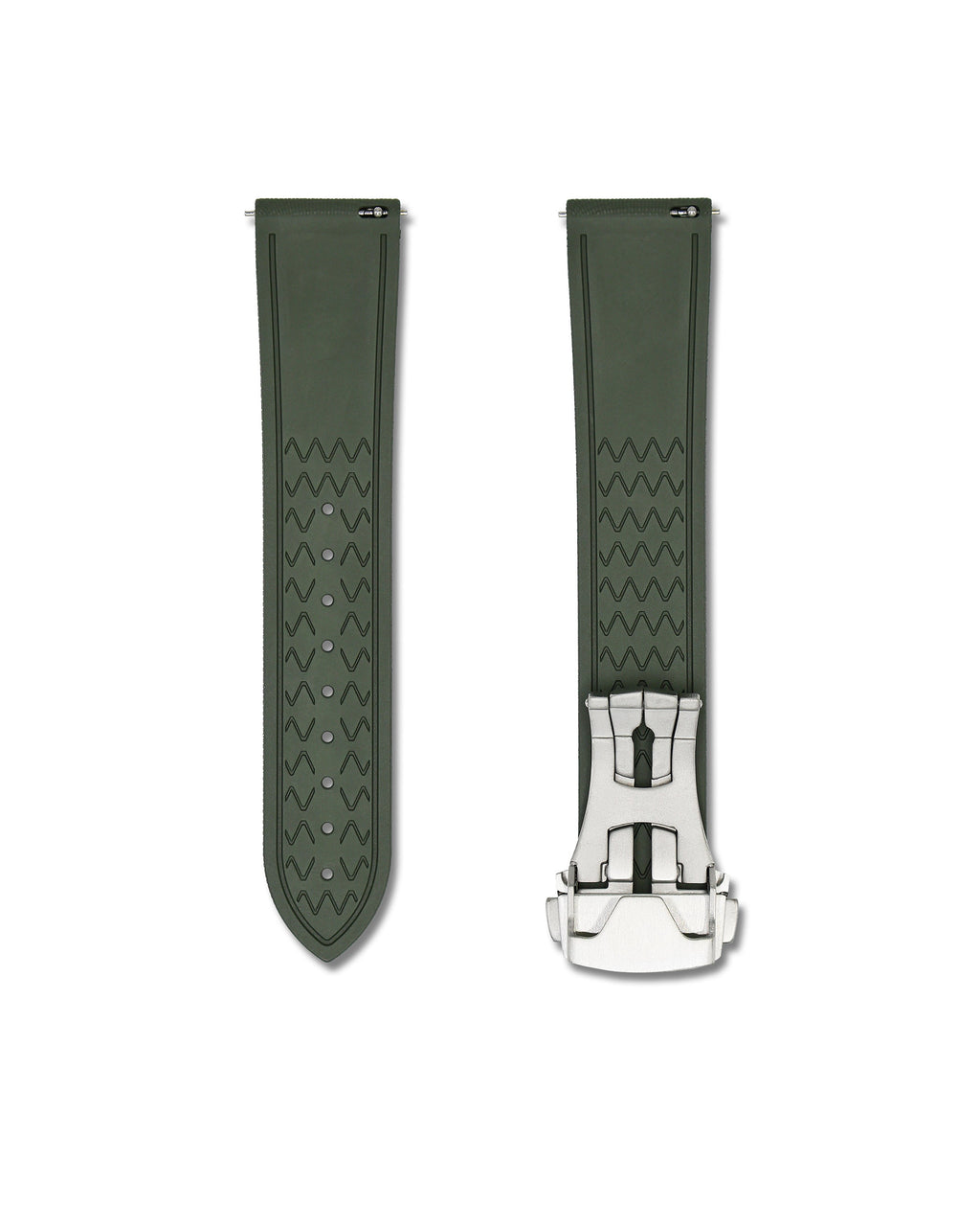 Forest Green Deployant Clasp Quick Release Rubber Sailcloth Strap 19mm