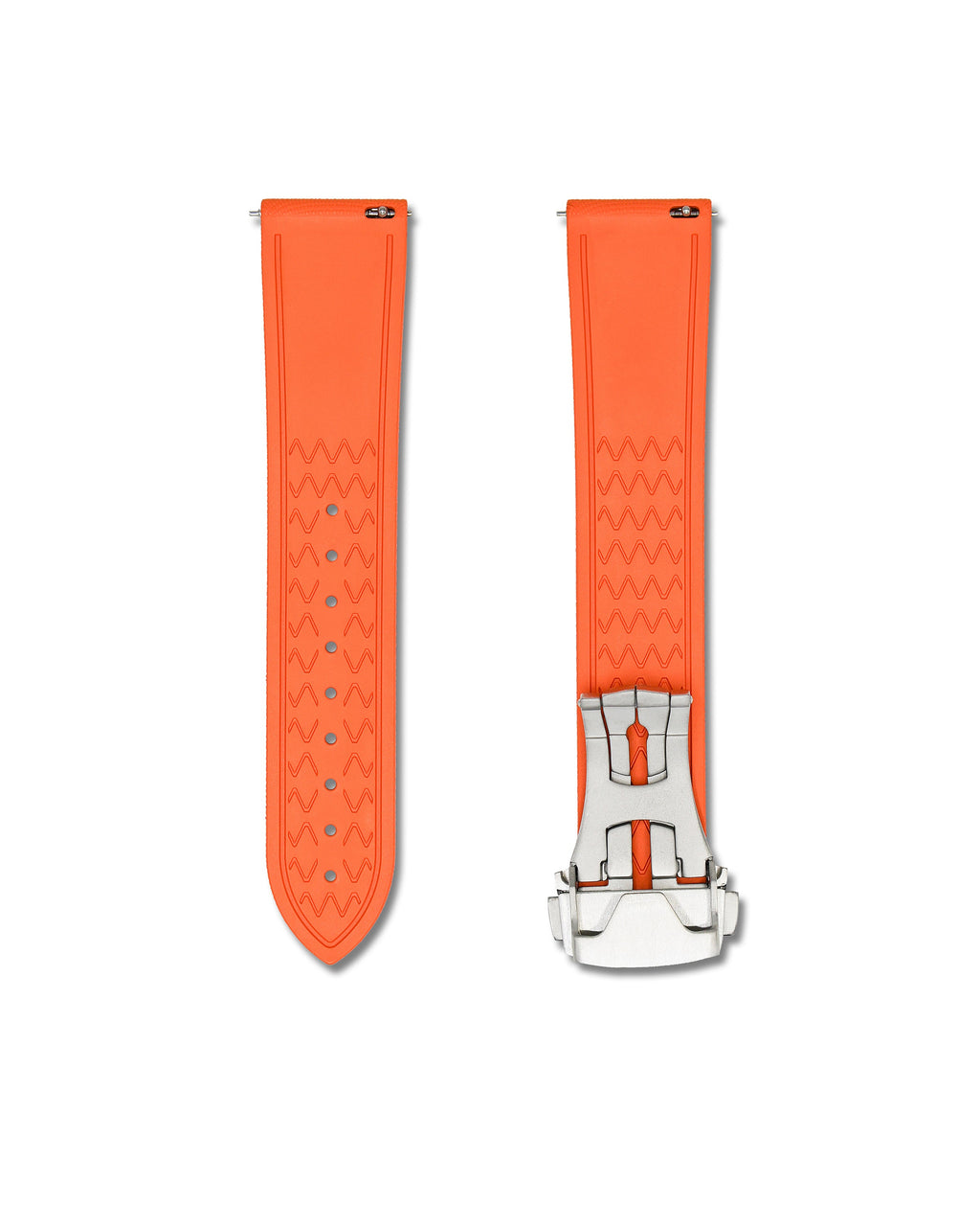 Tangerine Orange Deployant Clasp Quick Release Rubber Sailcloth Strap 19mm