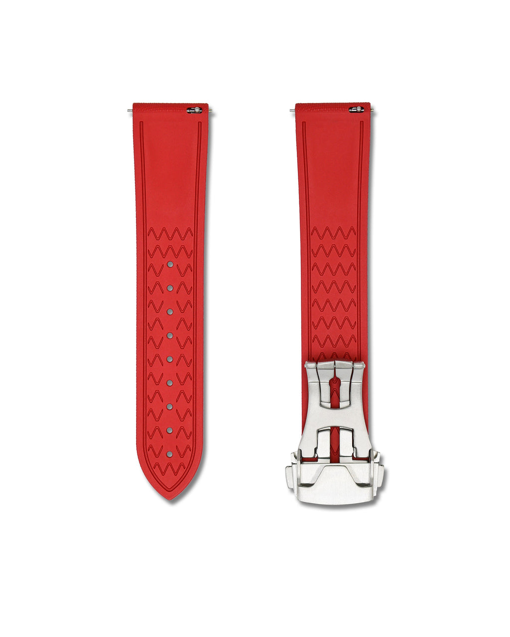 Scarlet Red Deployant Clasp Quick Release Rubber Sailcloth Strap 18mm