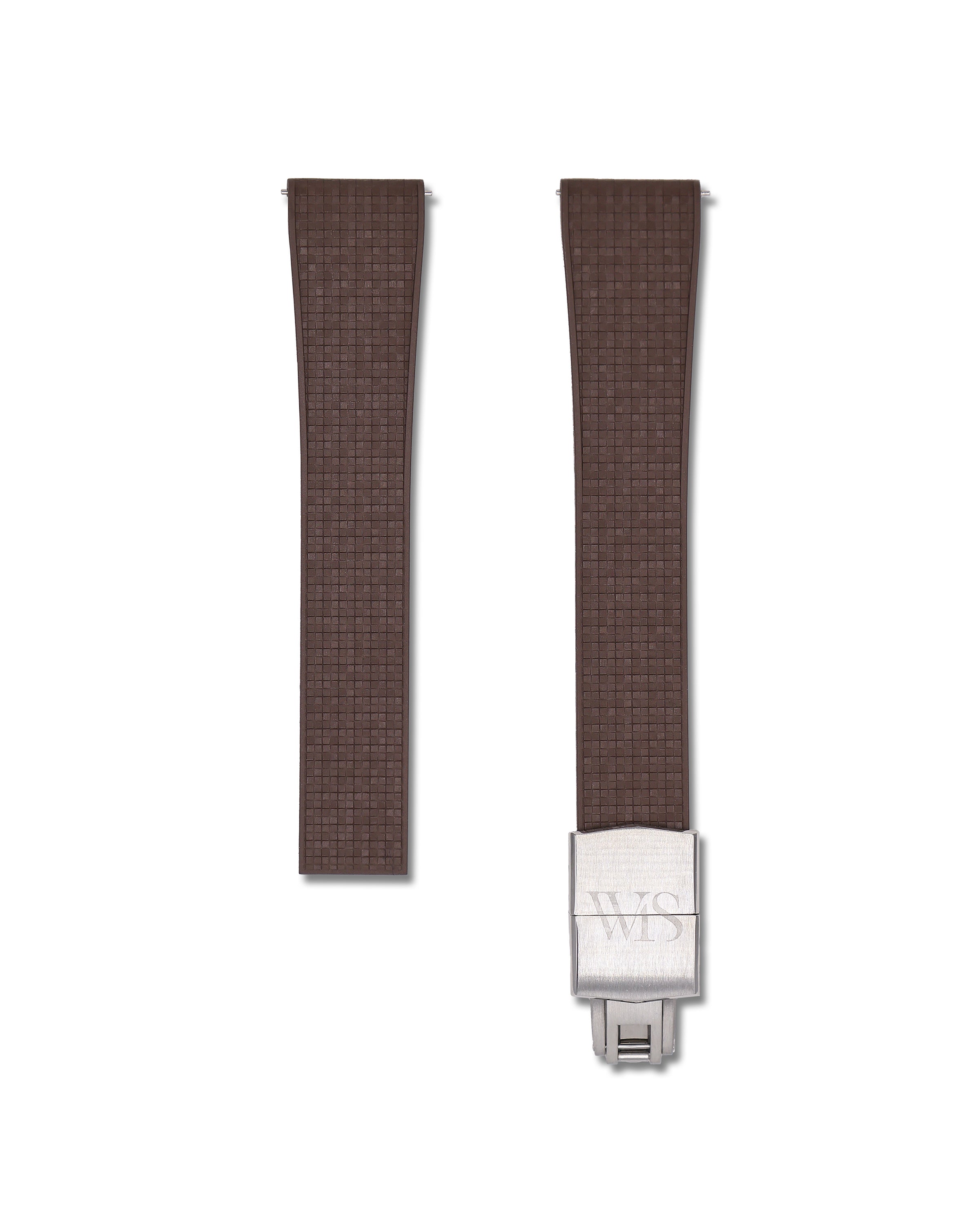 Patterned Brown Deployant Clasp Quick Release Rubber Strap 22mm