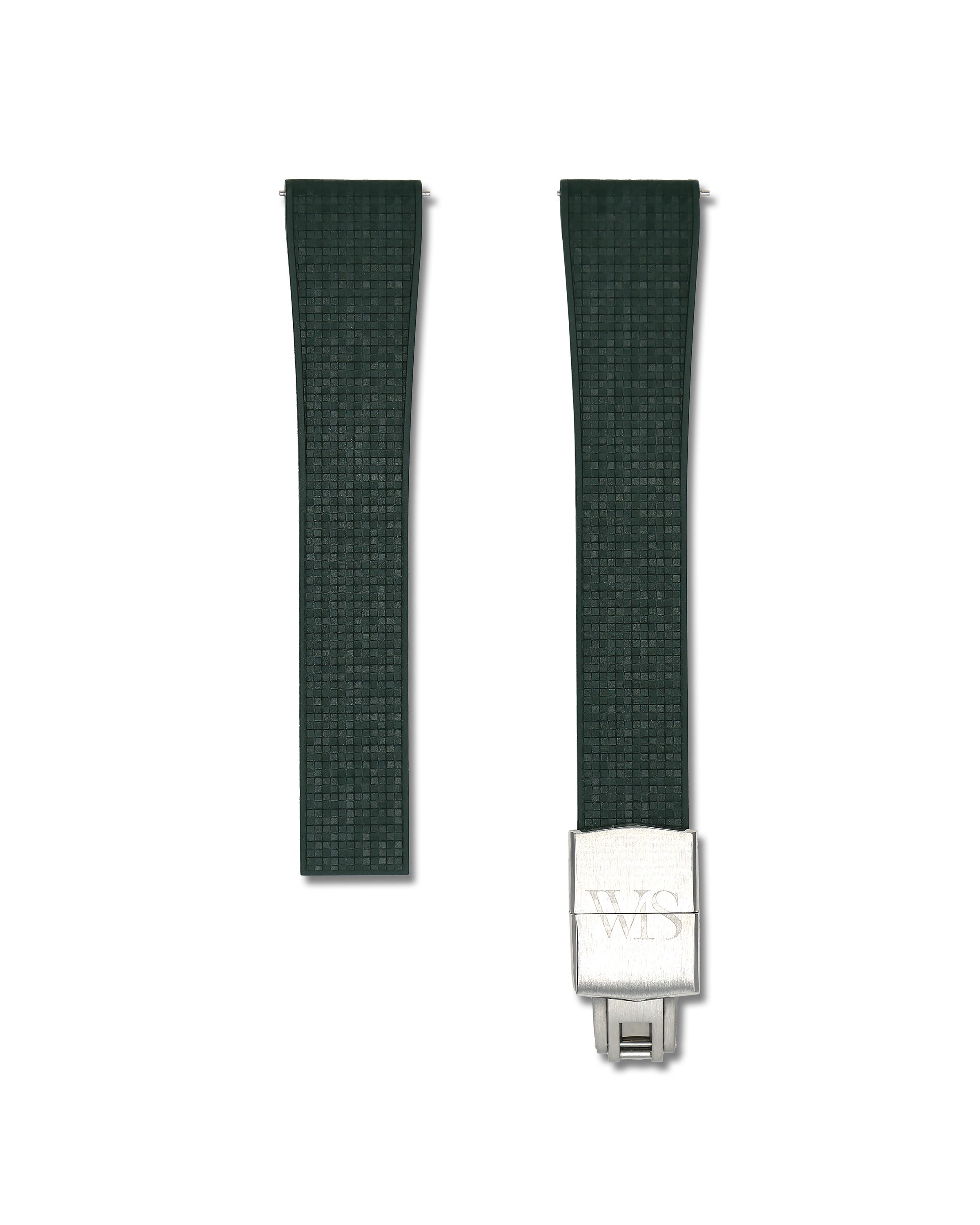 Patterned Green Deployant Clasp Quick Release Rubber Strap 20mm