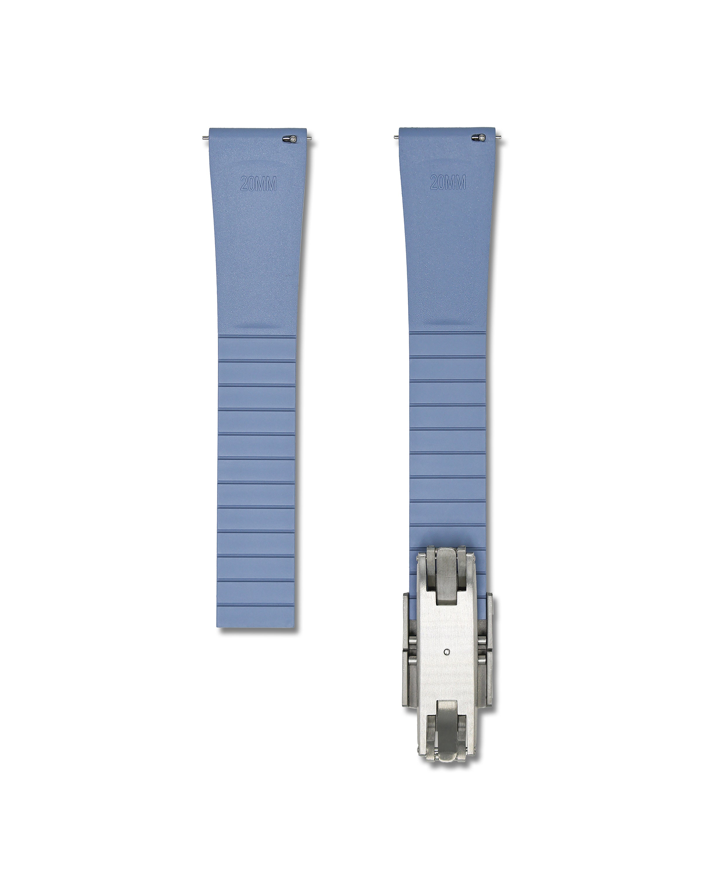 Patterned Sky Blue Deployant Clasp Quick Release Rubber Strap 21mm