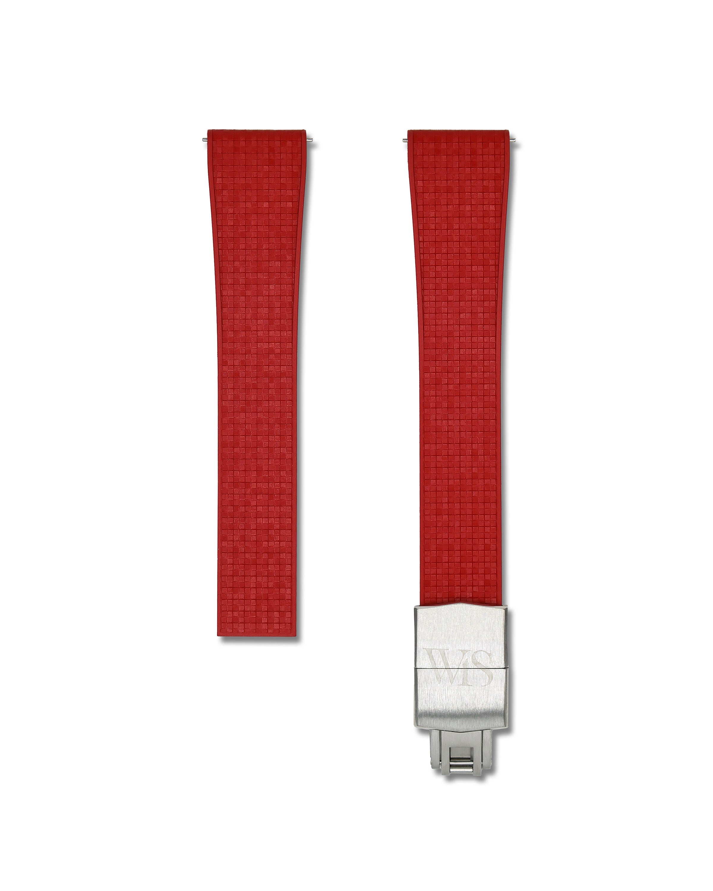 Patterned Red Deployant Clasp Quick Release Rubber Strap 21mm