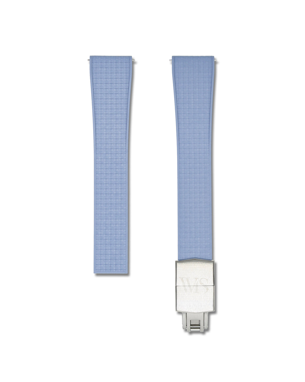 Patterned Sky Blue Deployant Clasp Quick Release Rubber Strap 20mm