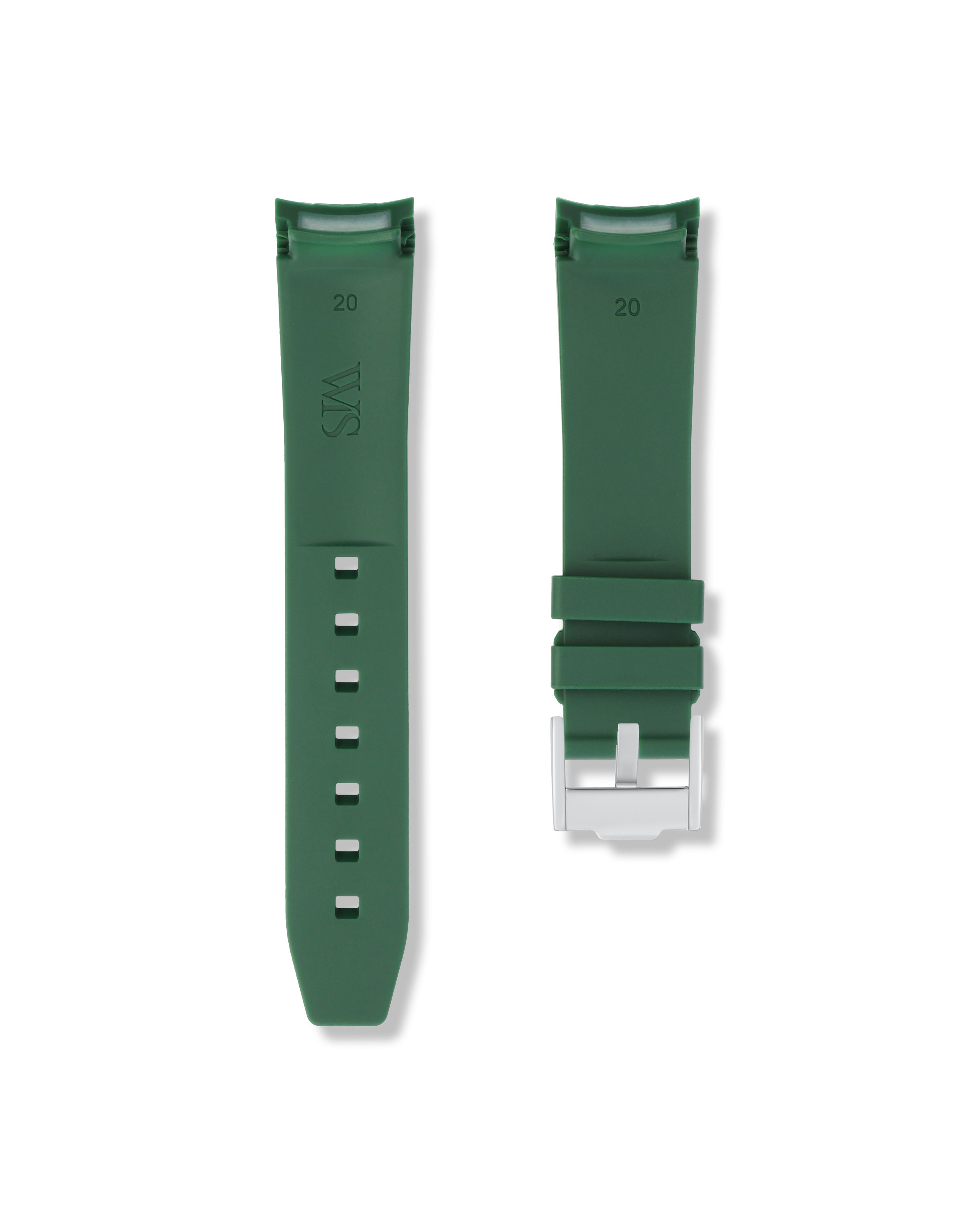 Forest Green Curved Rubber Strap 20mm