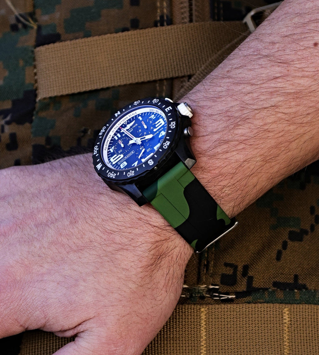 Green Camo Quick Release Rubber Strap 22mm