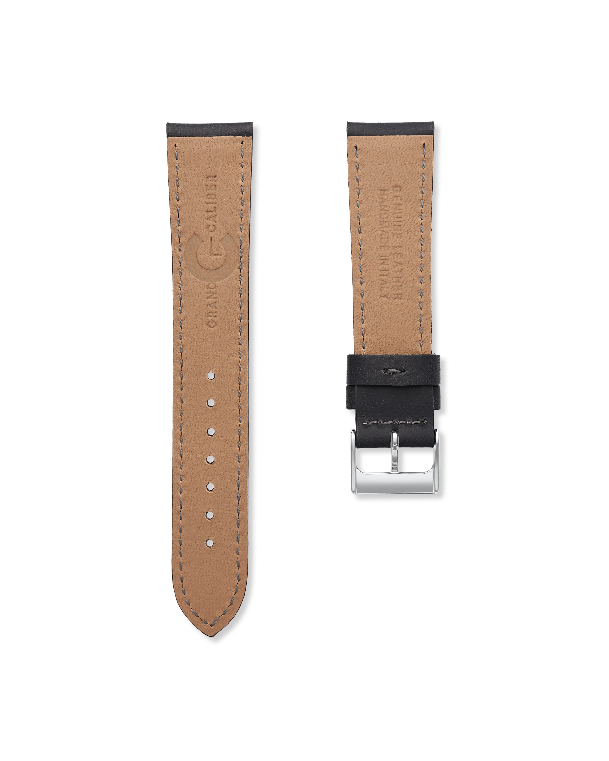 Gunmetal Black Handmade Leather Watch Strap 20mm
