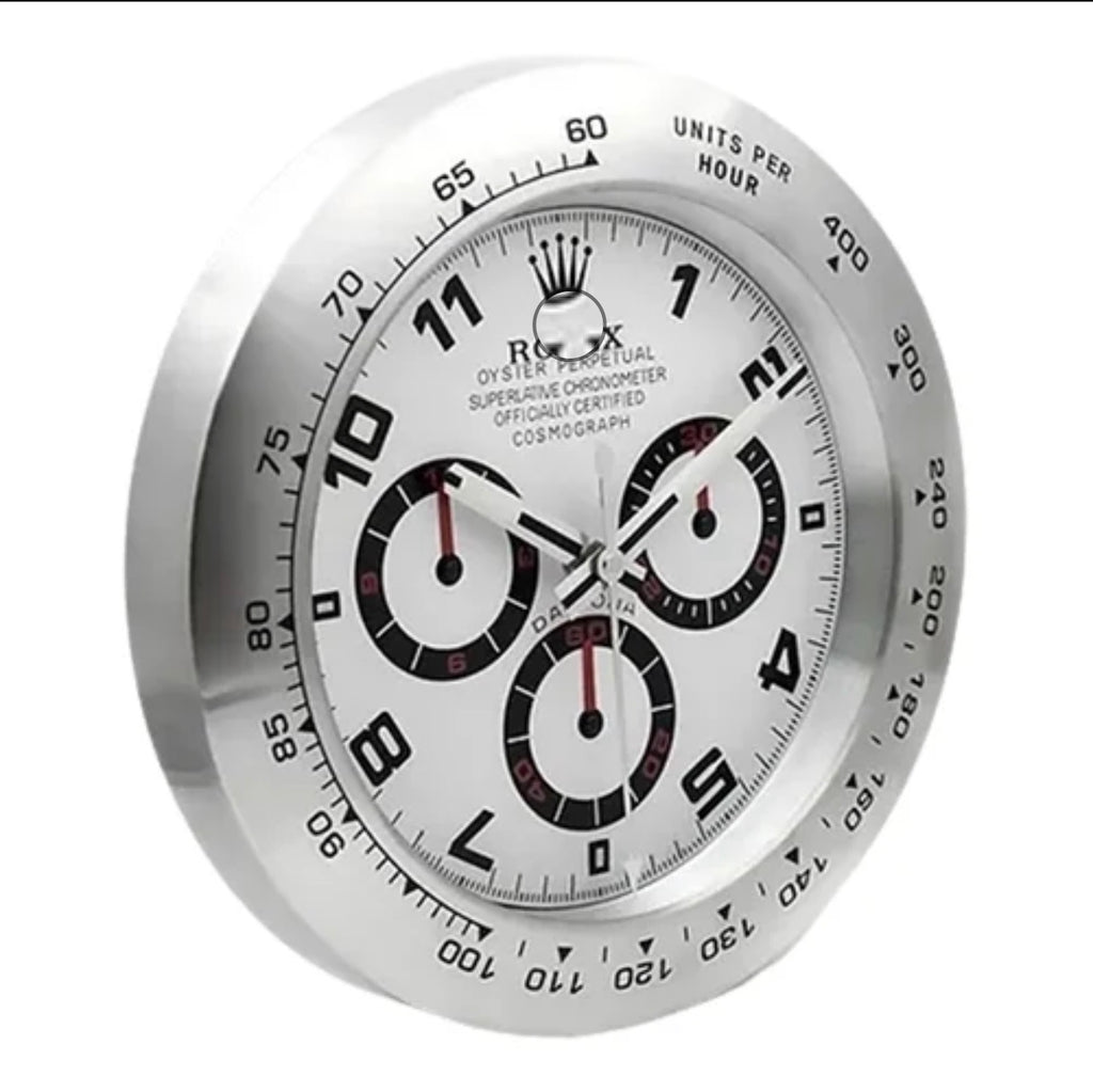 Chronograph Wall Clock | Silver &  Red Style