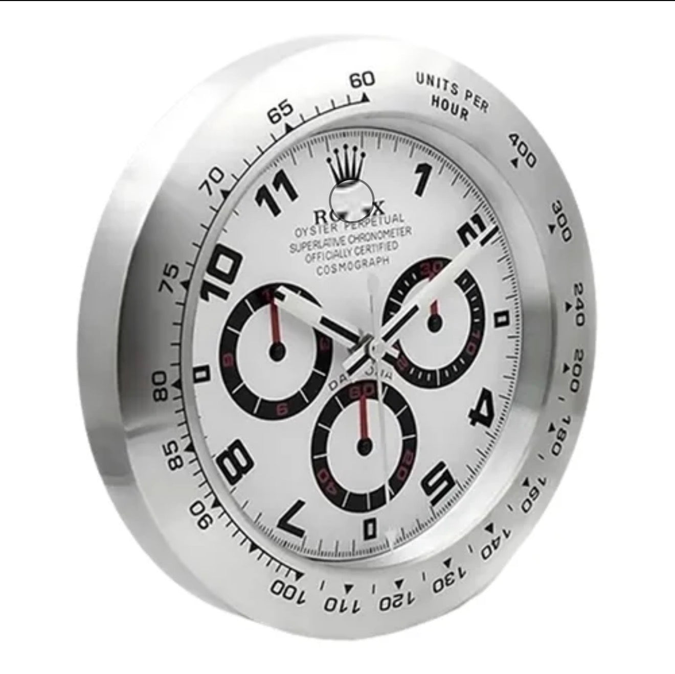 Chronograph Wall Clock | Silver &  Red Style
