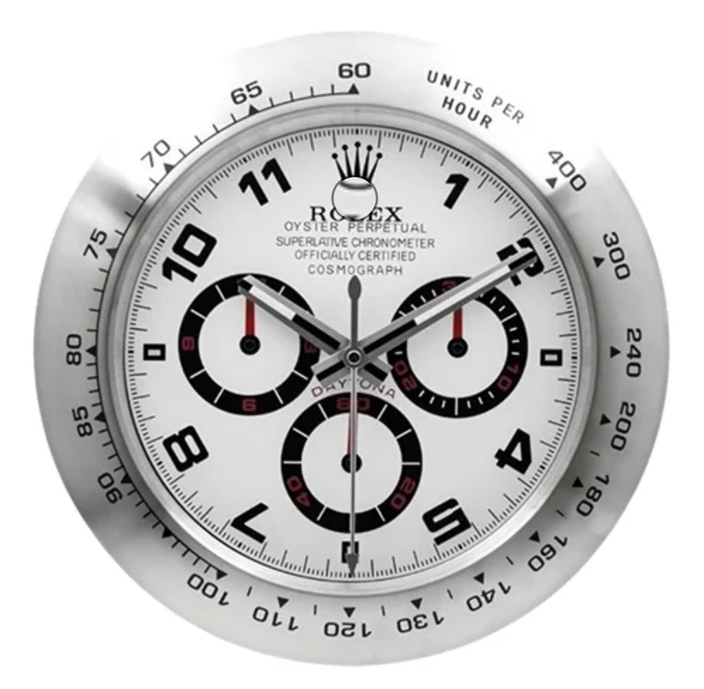 Chronograph Wall Clock | Silver &  Red Style