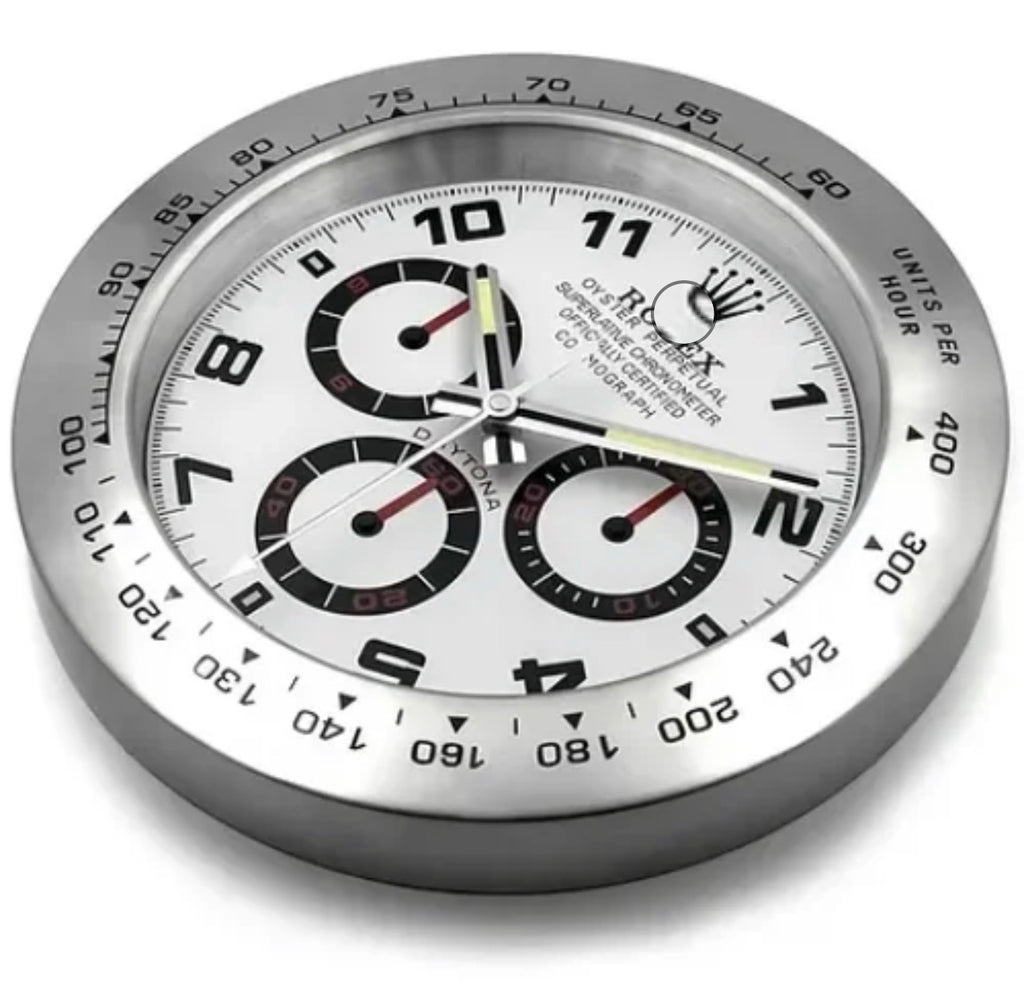 Chronograph Wall Clock | Silver &  Red Style