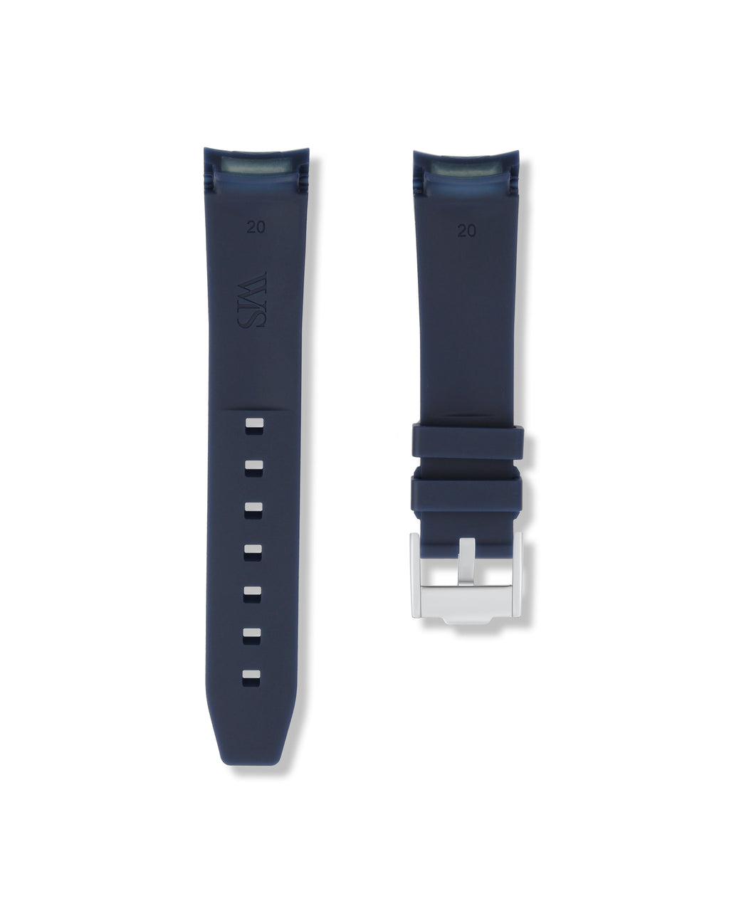 Marine Blue Curved Rubber Strap 20mm