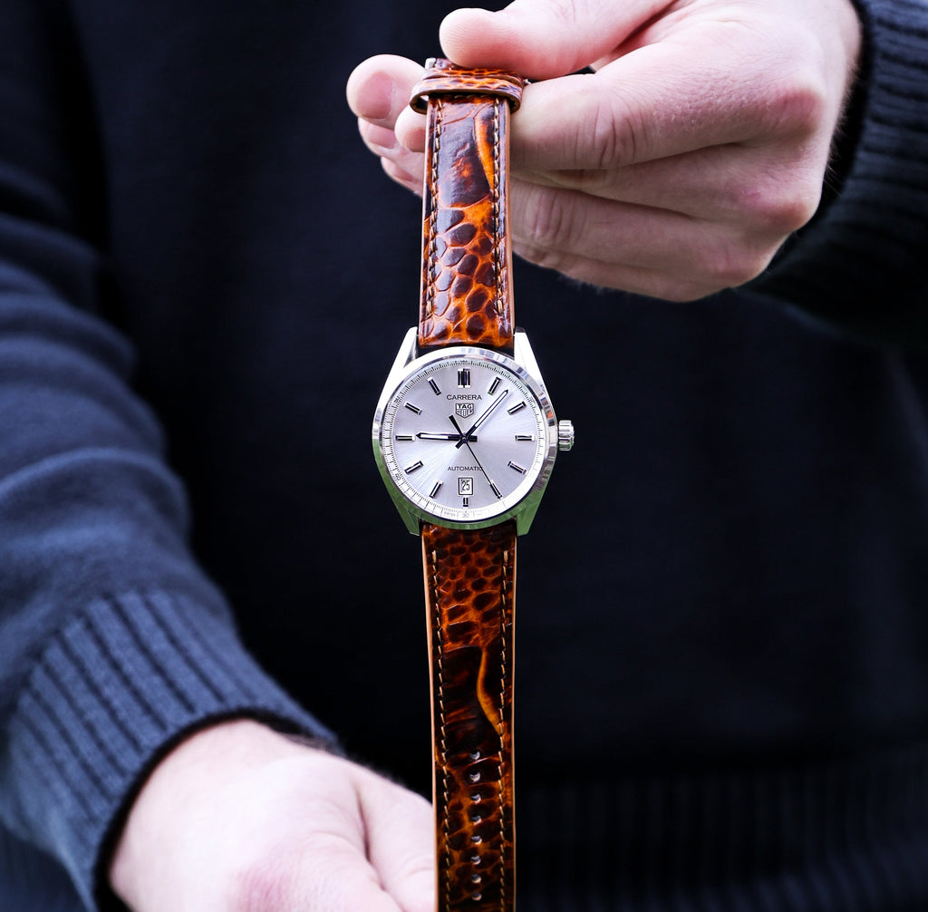 Tiger's Eye Bespoke Ostrich Shin Leather Watch Strap 20mm