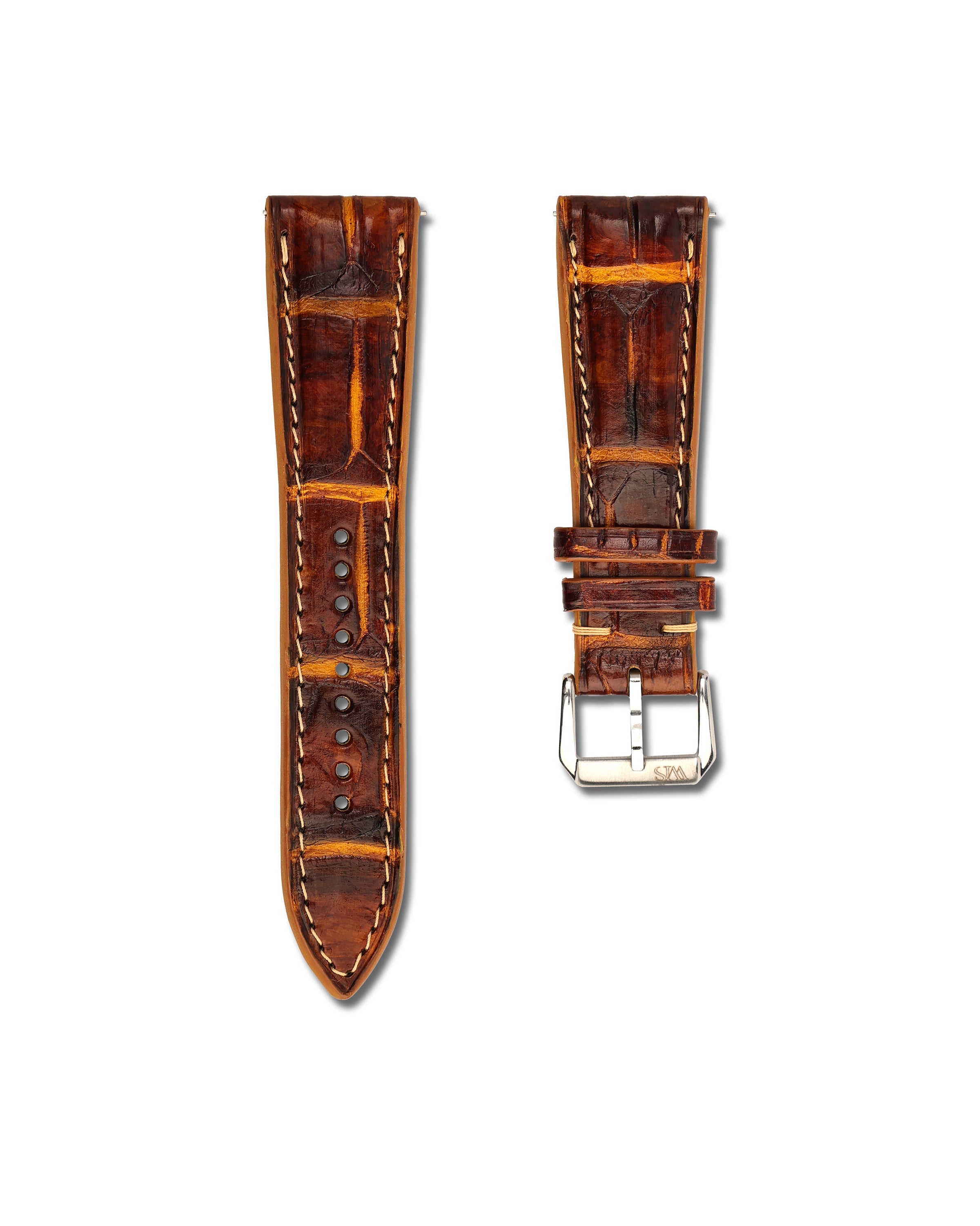 Honey Cognac Alligator Leather Watch Strap 20mm