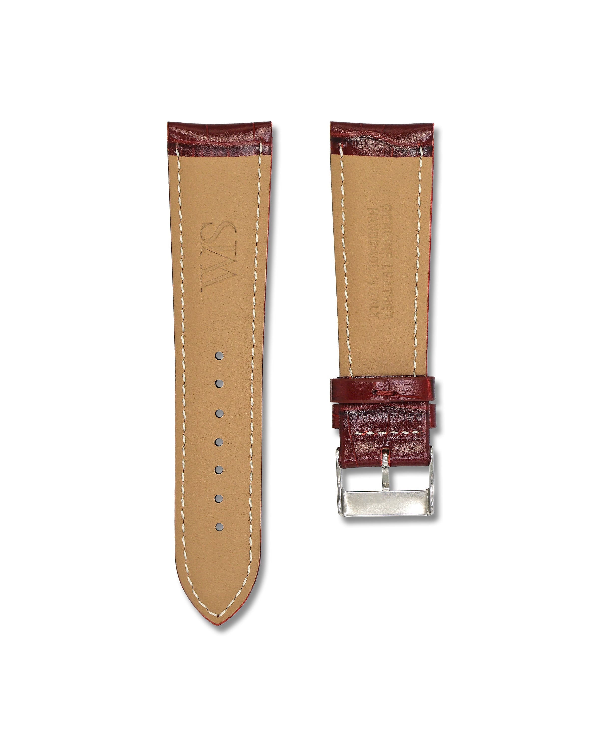 Cherry Red Italian Alligator Leather Watch Strap 24mm