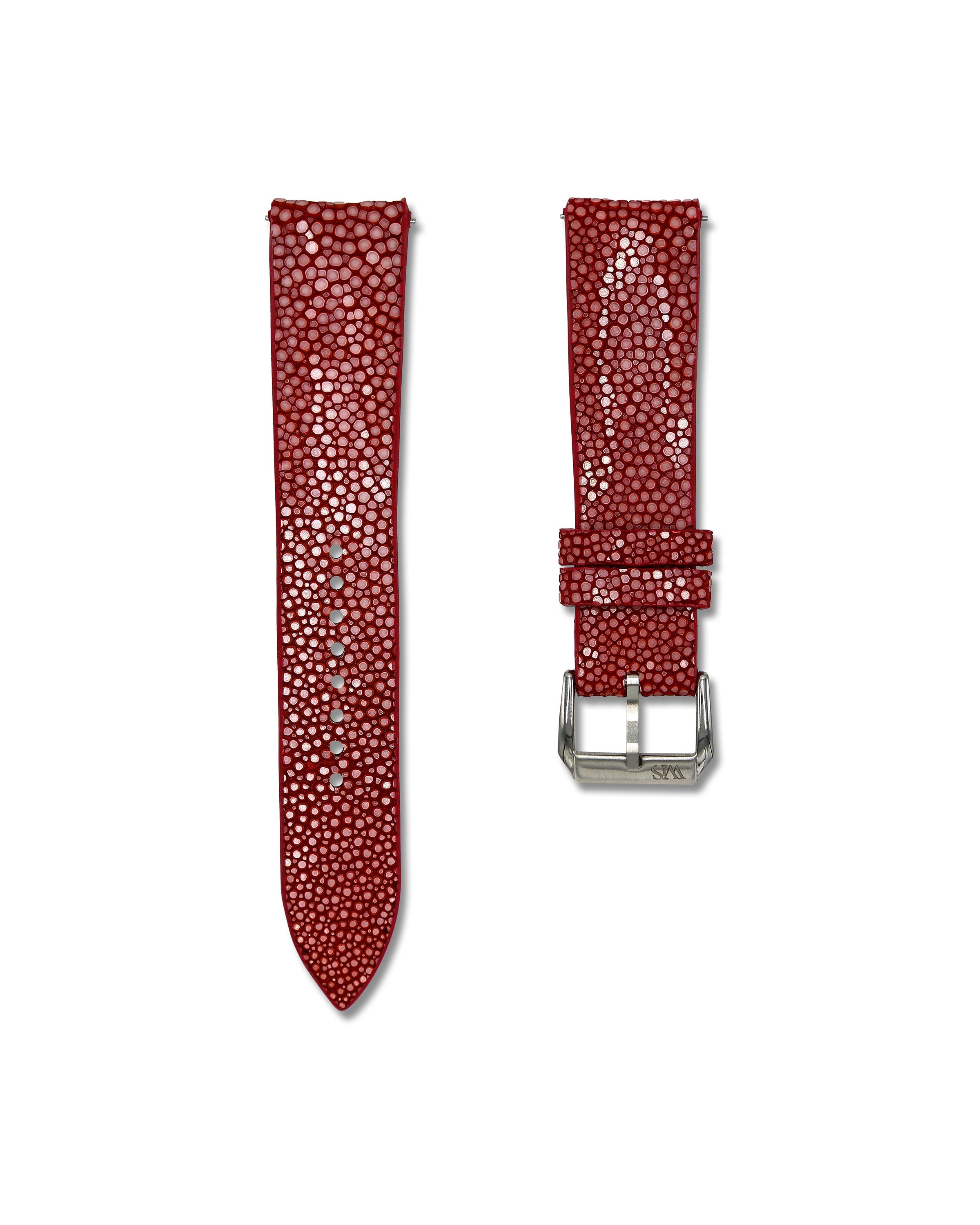 Red Bespoke Stingray Leather Watch Strap 22mm