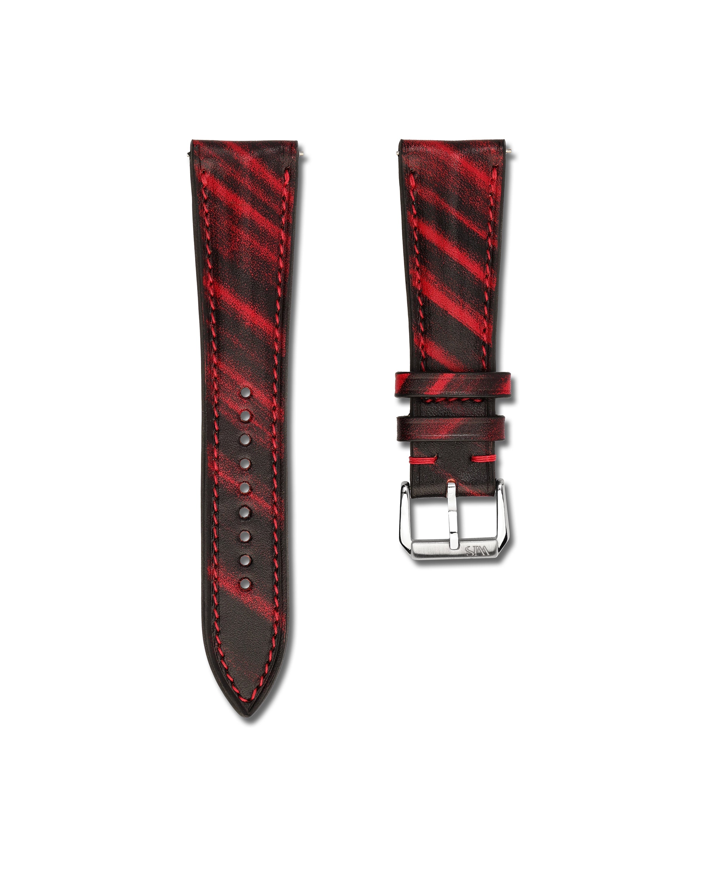 Crimson Brushed Calf Leather Watch Strap 22mm