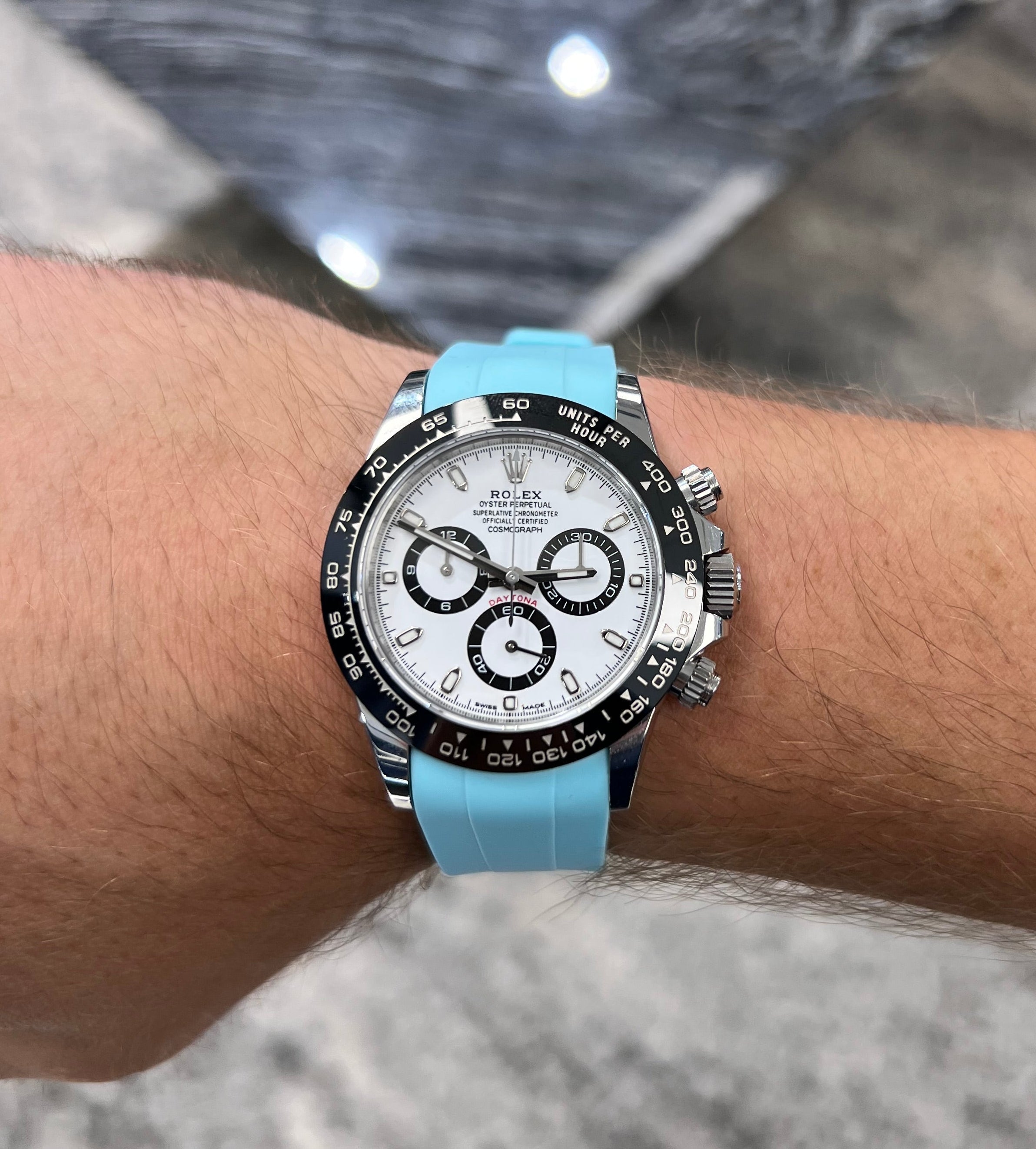 Glacier Blue Curved Rubber Strap 20mm
