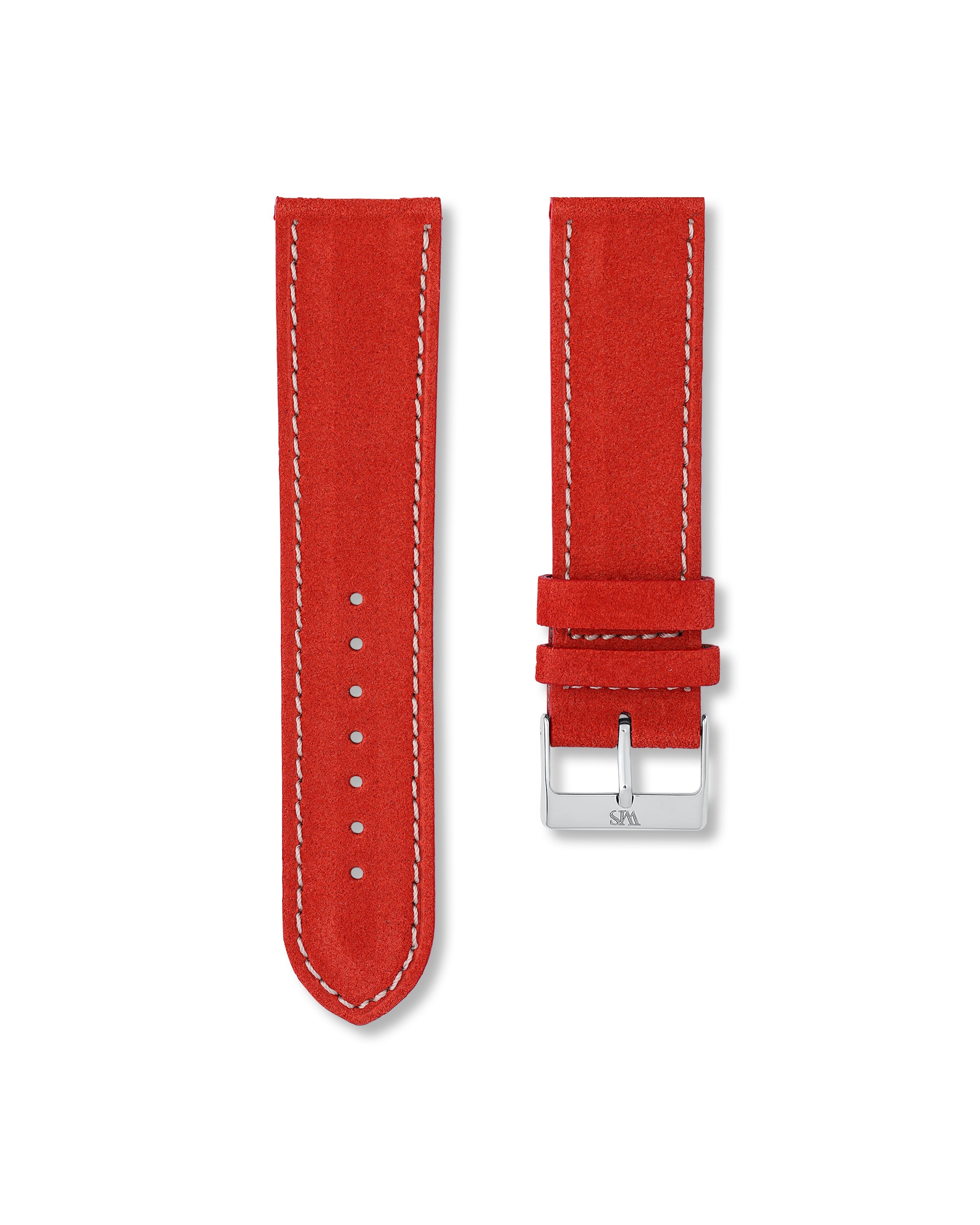 Salmon Red Suede Leather Watch Strap 24mm