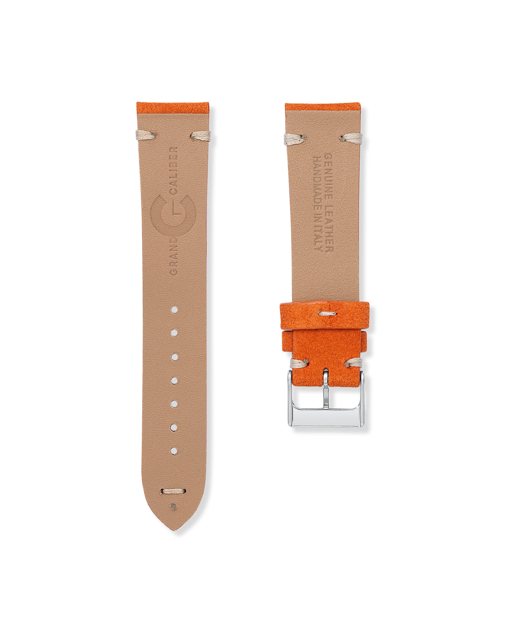 Pumpkin Orange Suede Leather Watch Strap 20mm