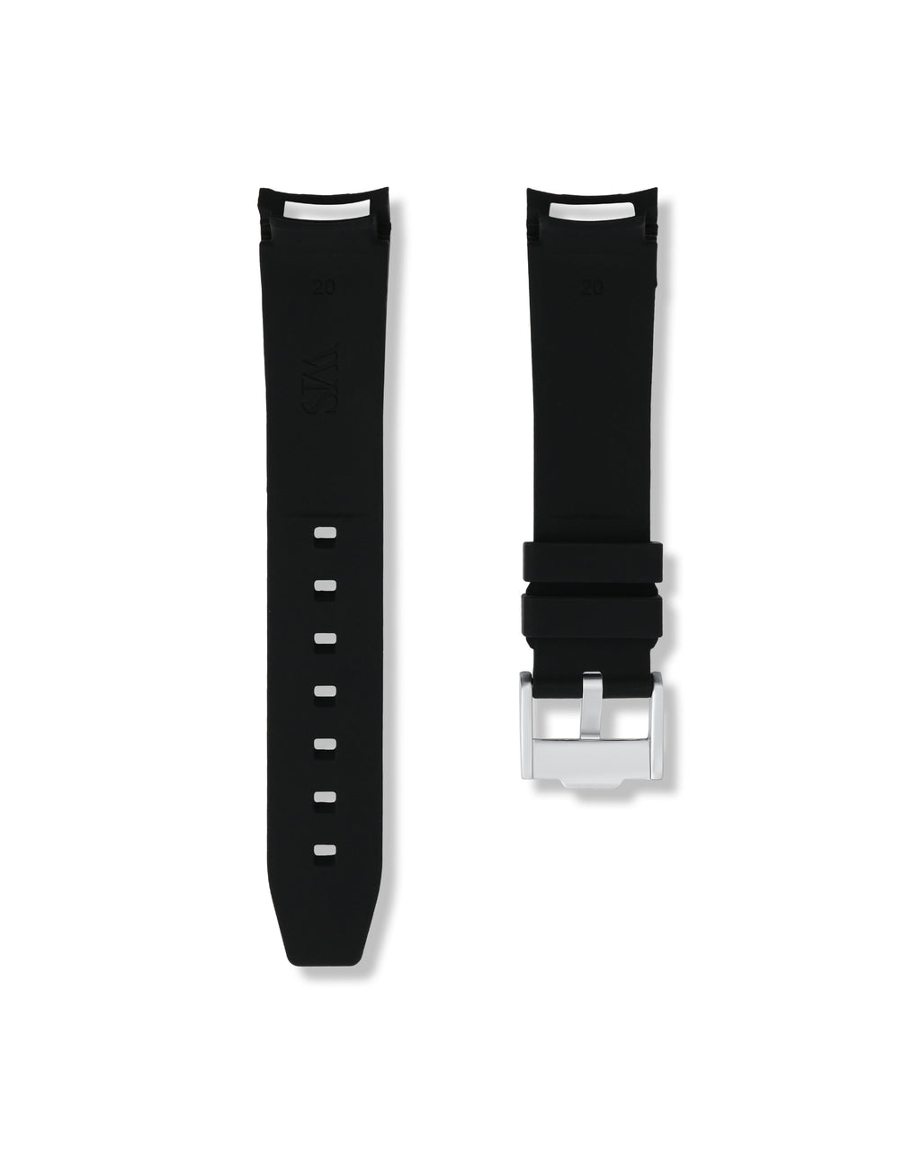 Tuxedo Black Curved Rubber Strap 20mm