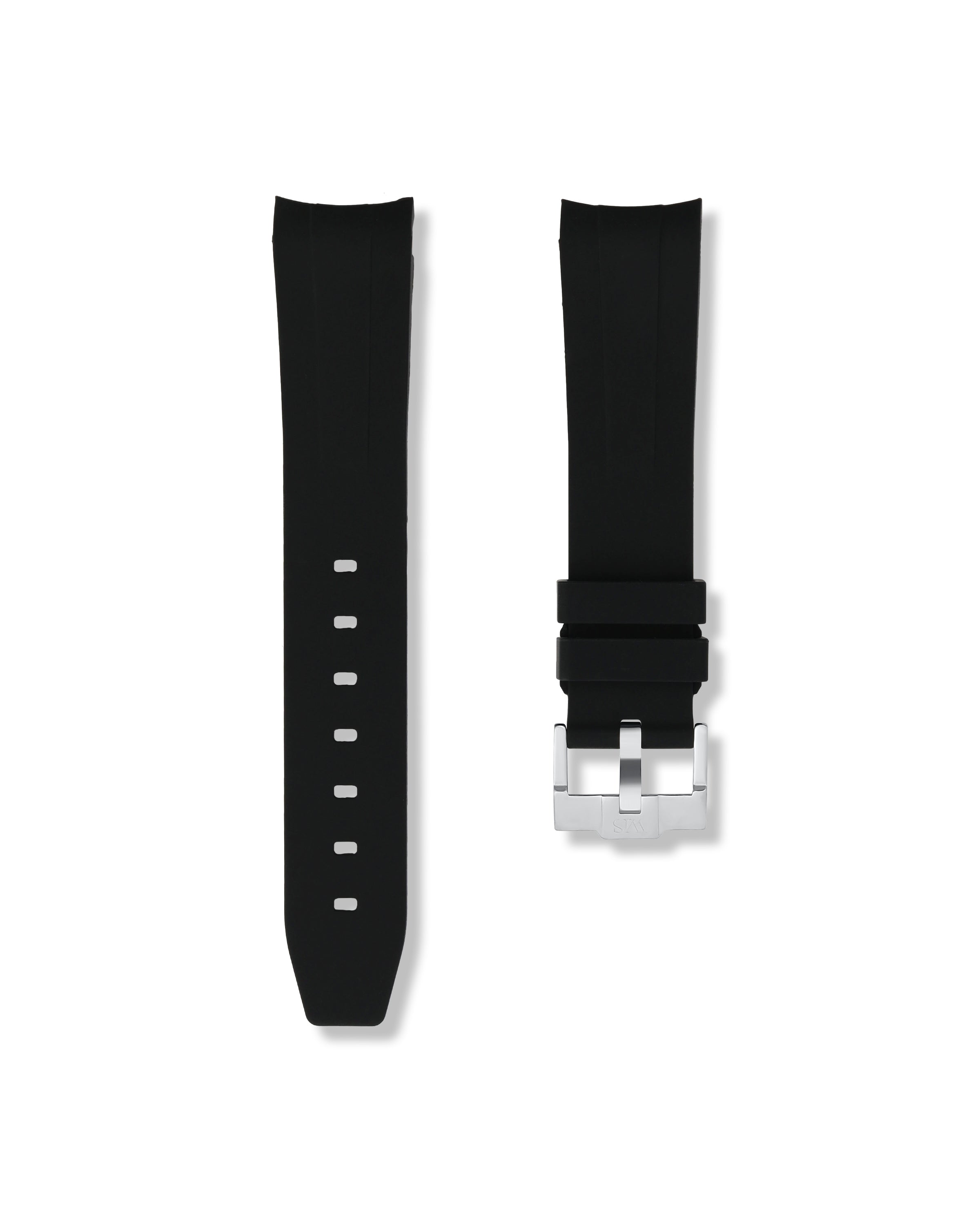 Tuxedo Black Curved Rubber Strap 20mm