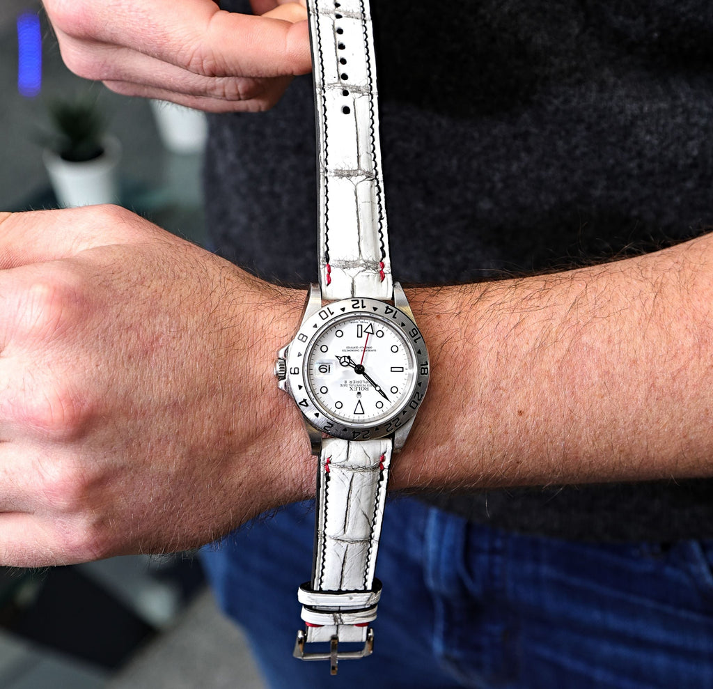 Ivory Vein White Alligator Leather Watch Strap 20mm