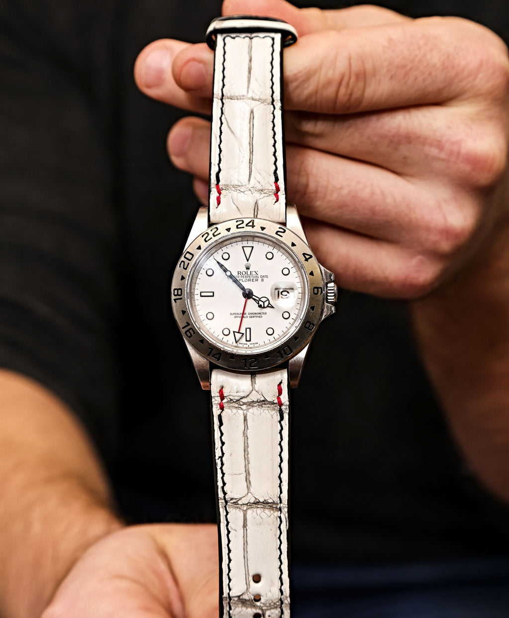 Ivory Vein White Alligator Leather Watch Strap 22mm