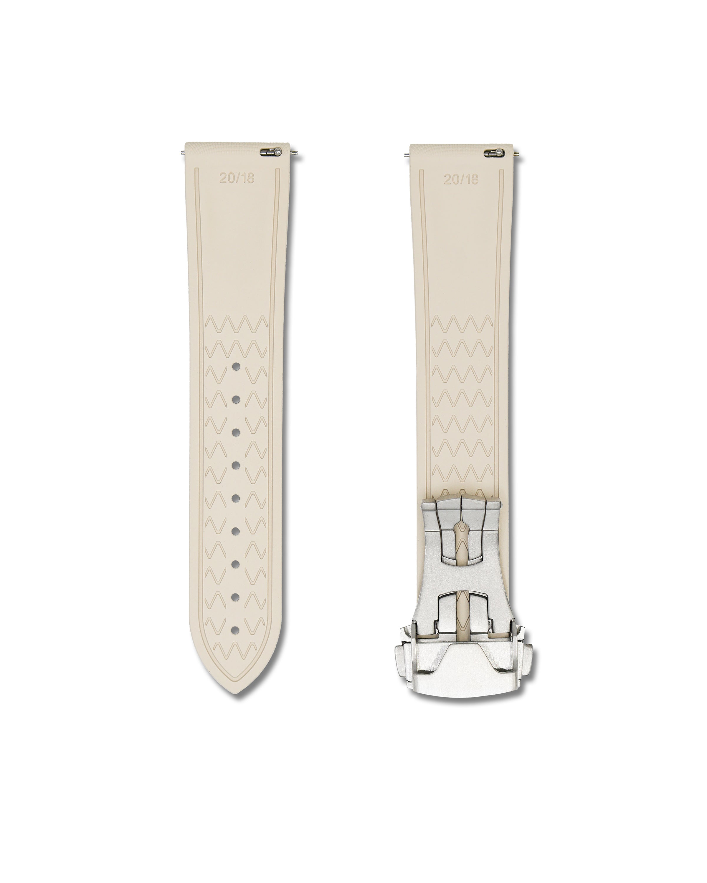 Beige Deployant Clasp Quick Release Rubber Sailcloth Strap 22mm