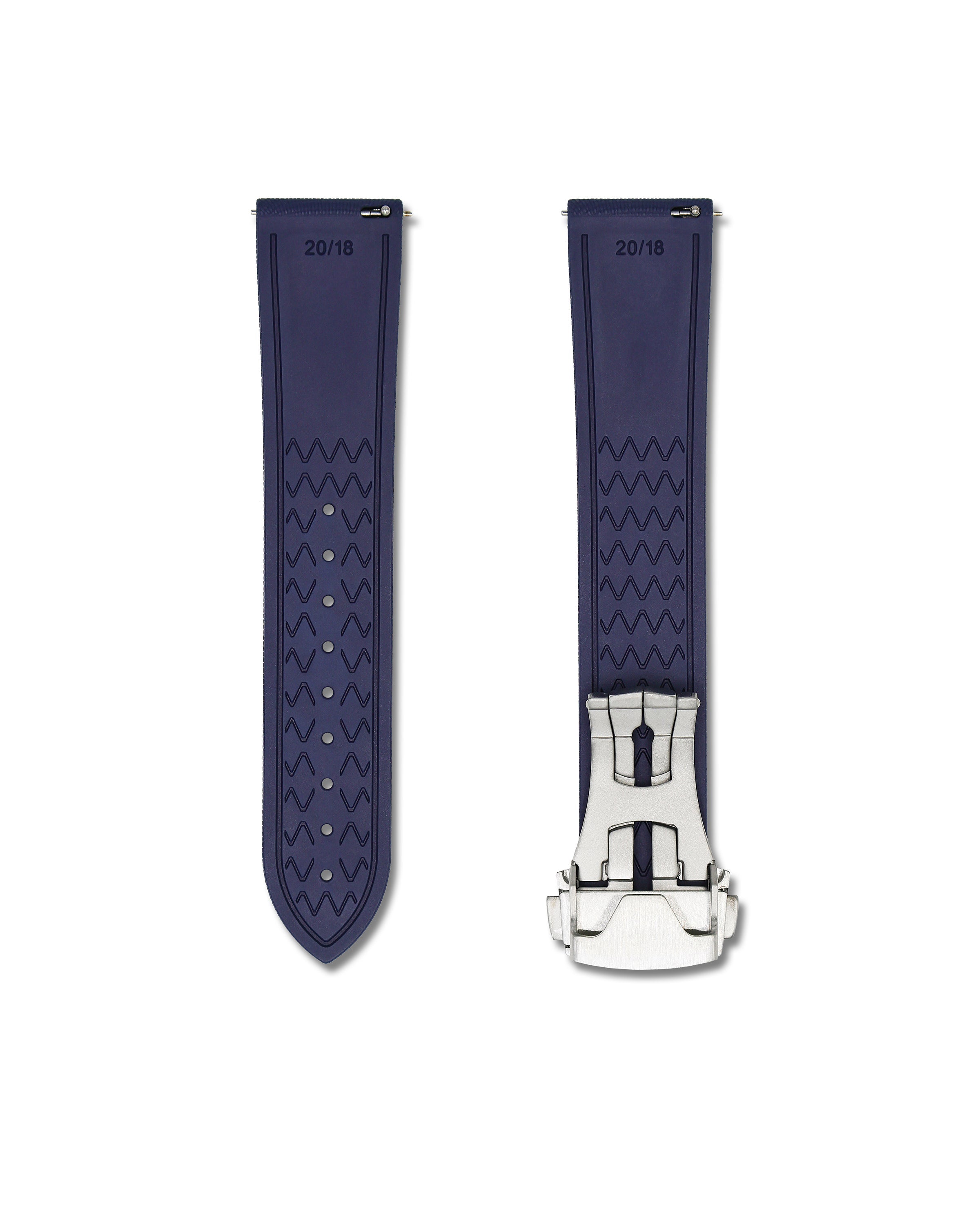 Marine Blue Deployant Clasp Quick Release Rubber Sailcloth Strap 20mm
