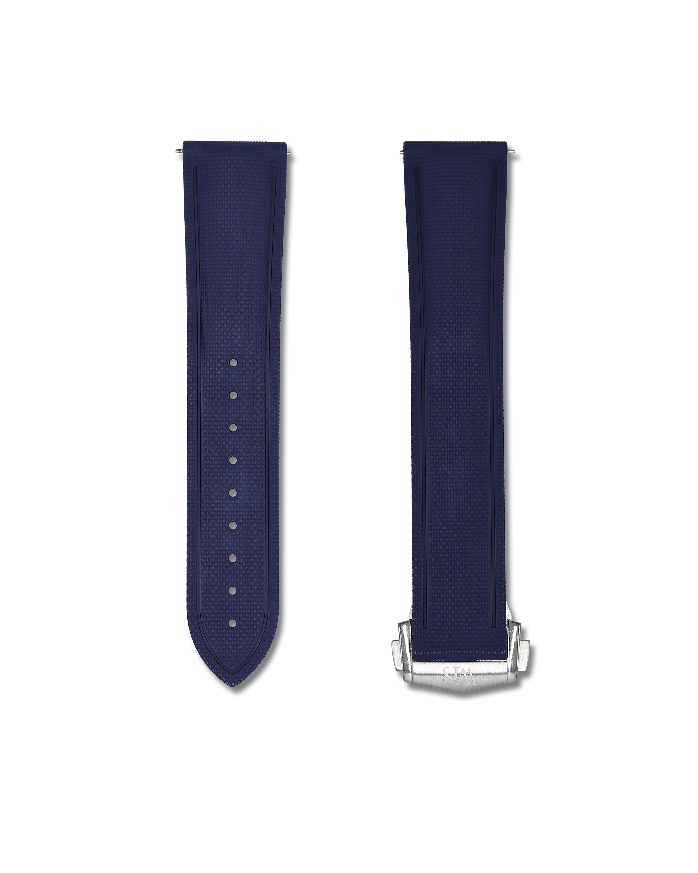 Marine Blue Deployant Clasp Quick Release Rubber Sailcloth Strap 24mm