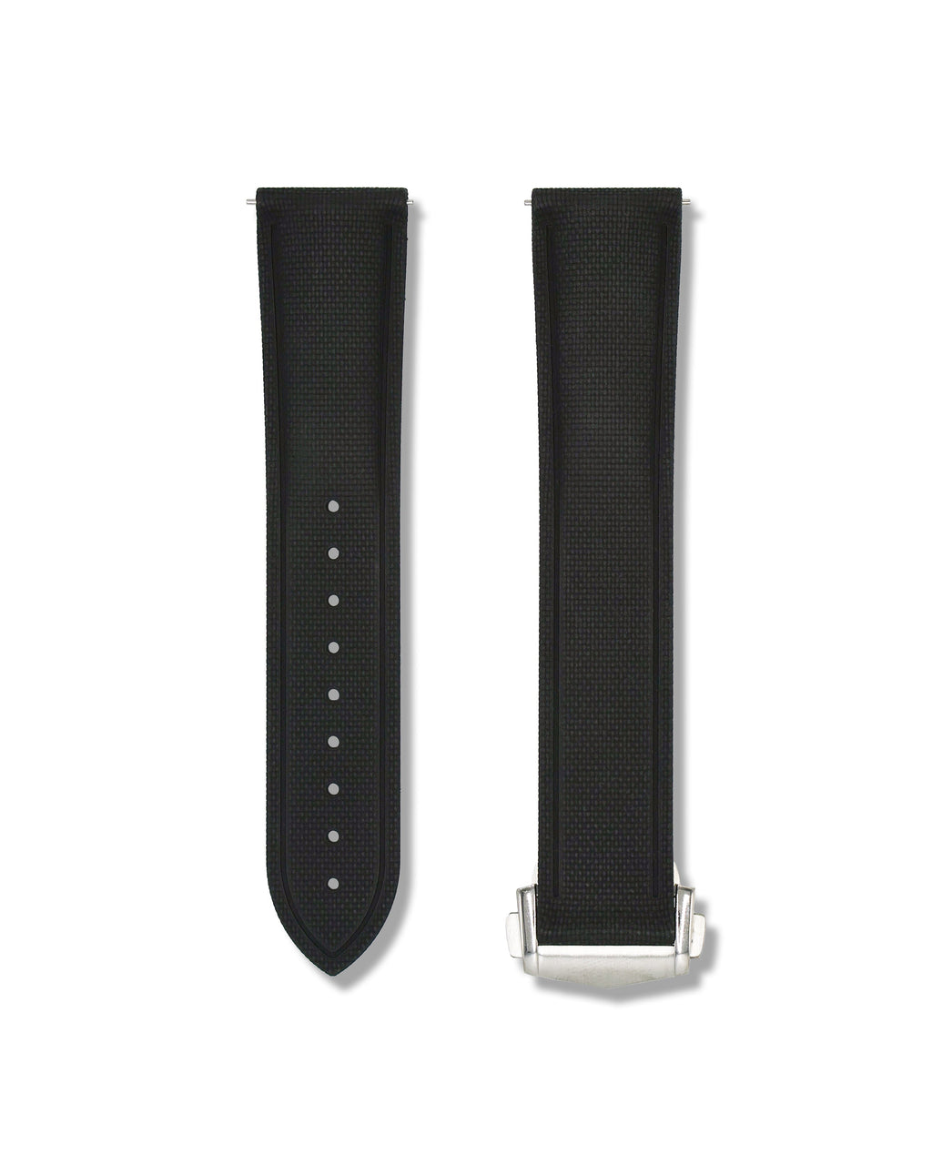 Tuxedo Black Deployant Clasp Quick Release Rubber Sailcloth Strap 18mm