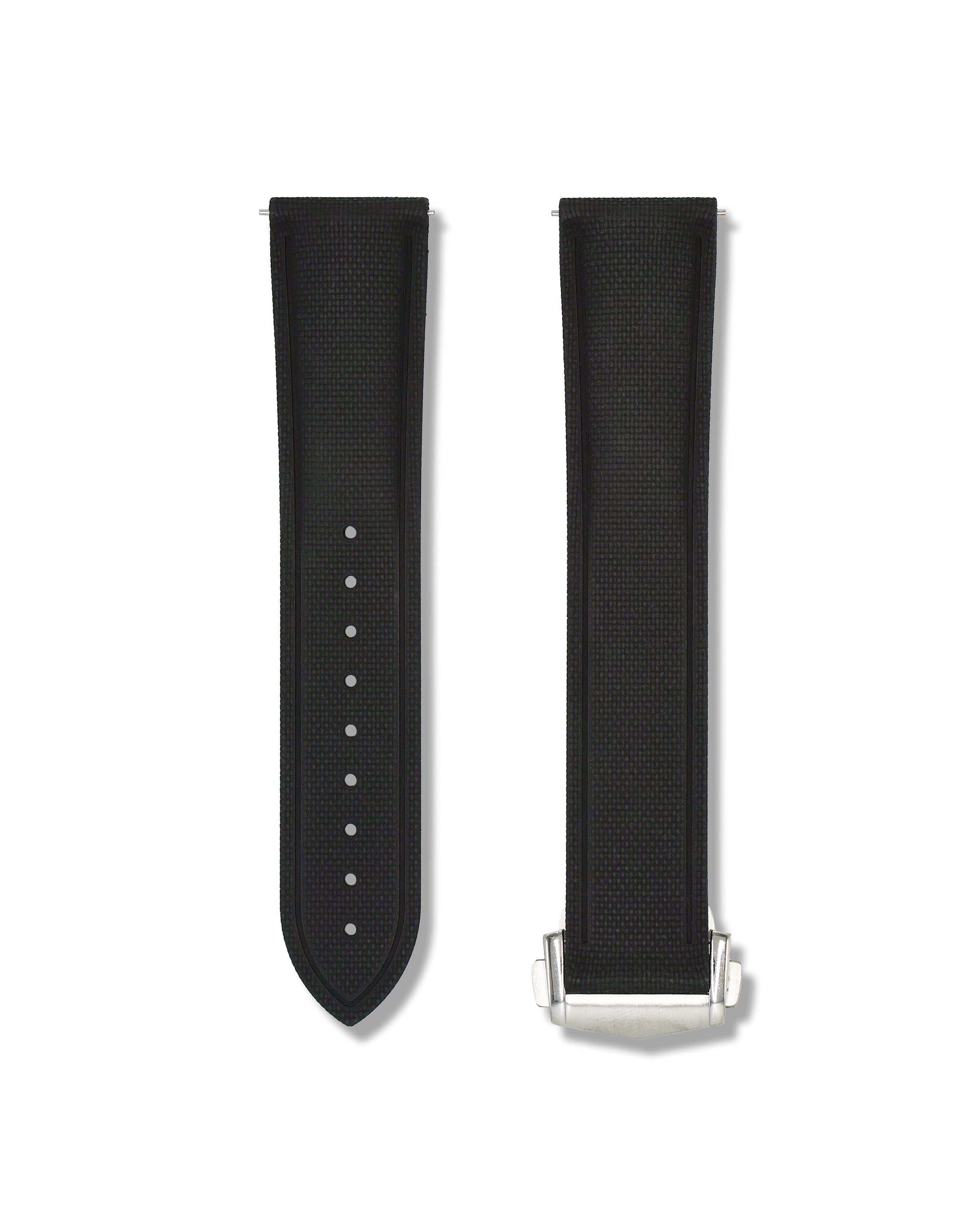 Tuxedo Black Deployant Clasp Quick Release Rubber Sailcloth Strap 19mm