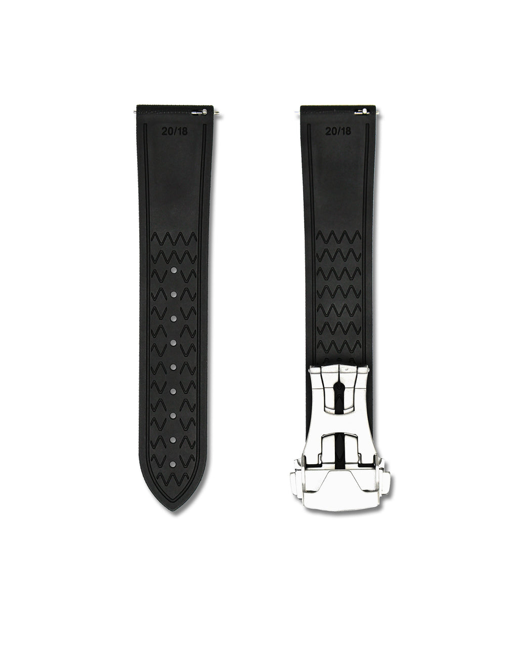 Tuxedo Black Deployant Clasp Quick Release Rubber Sailcloth Strap 21mm